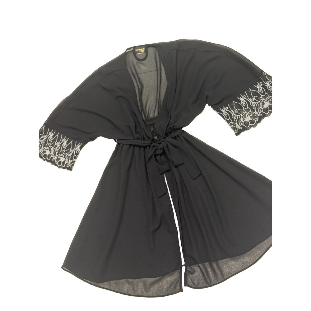VTG  Seductive Wear Cinema Etoile Black Robe Kimono S Whimsigoth Coquette